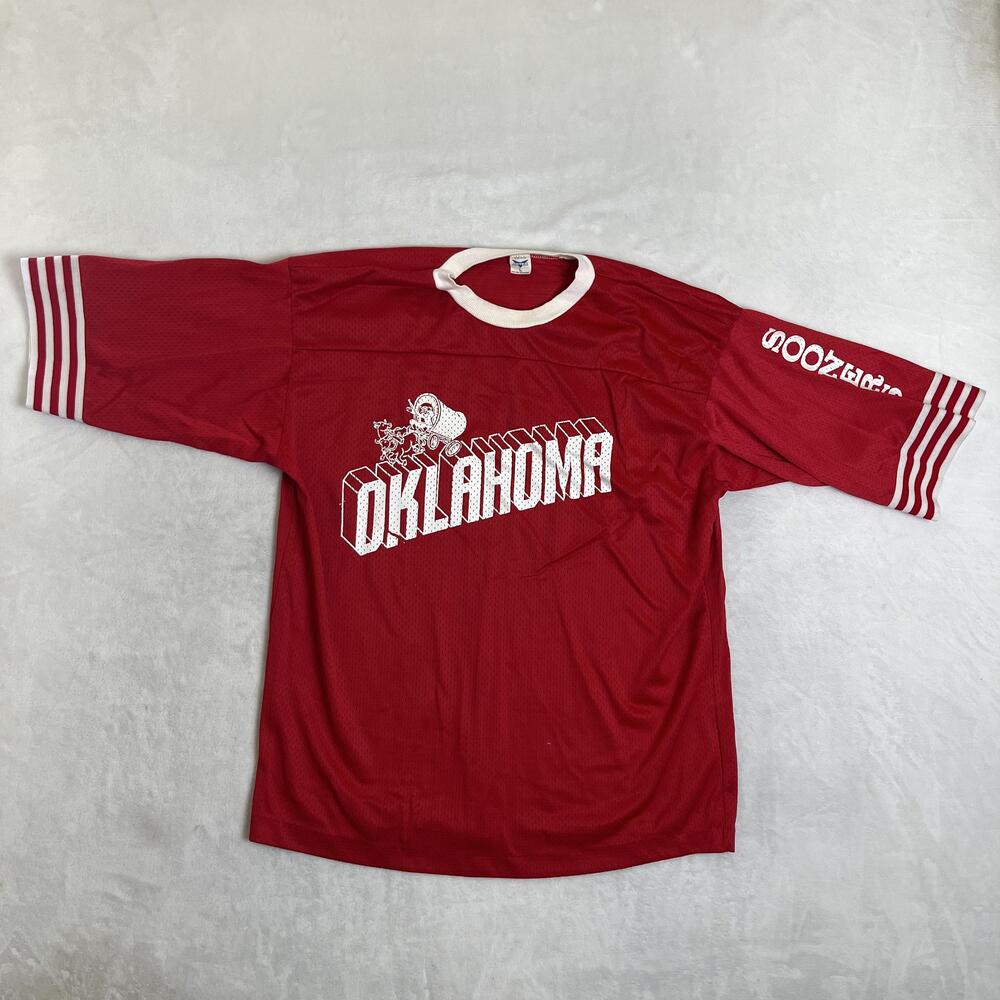 Vintage Oklahoma Sooners Jersey Mens Large Red Mesh NCAA Football Artex 70s